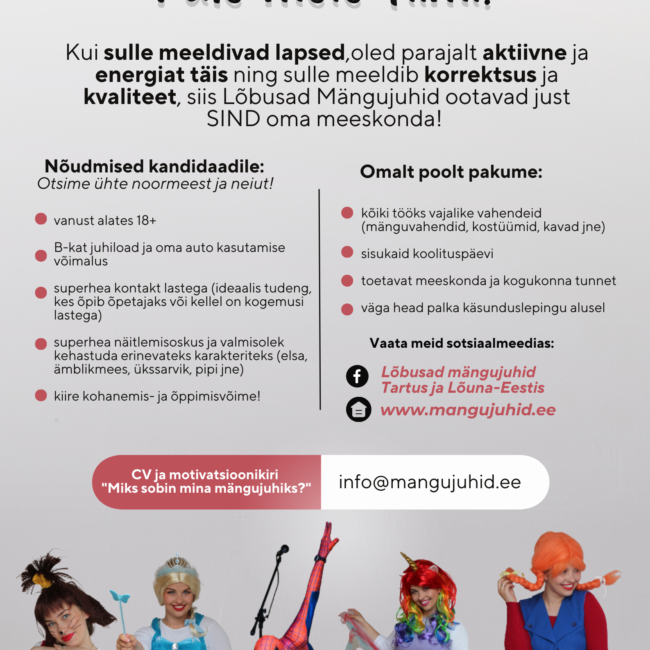 töökuulutus, mängujuhid